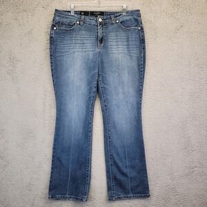 Nine West Jeans Women's Size 16‎ Medium Wash Mid Rise Bootcut Creased Blue Denim